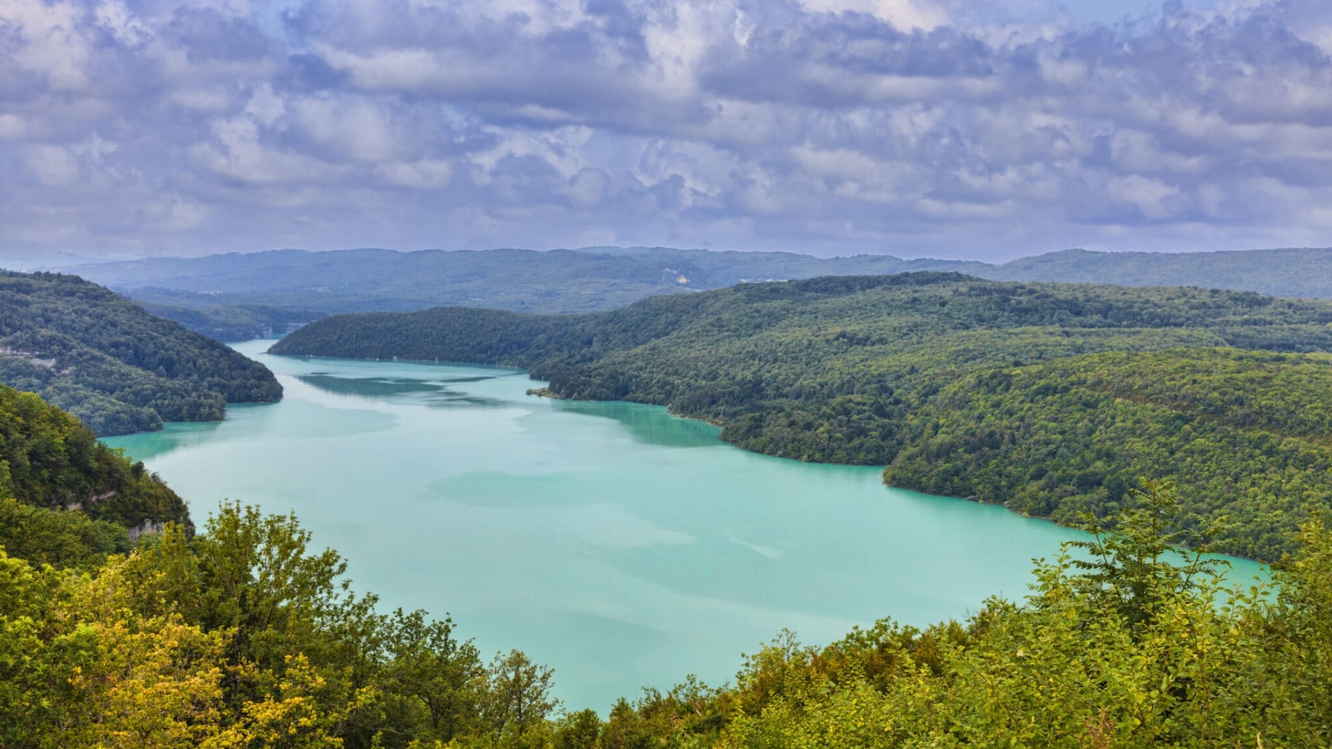 Image of the Vouglans Lake on the River Ain in Jura, France.